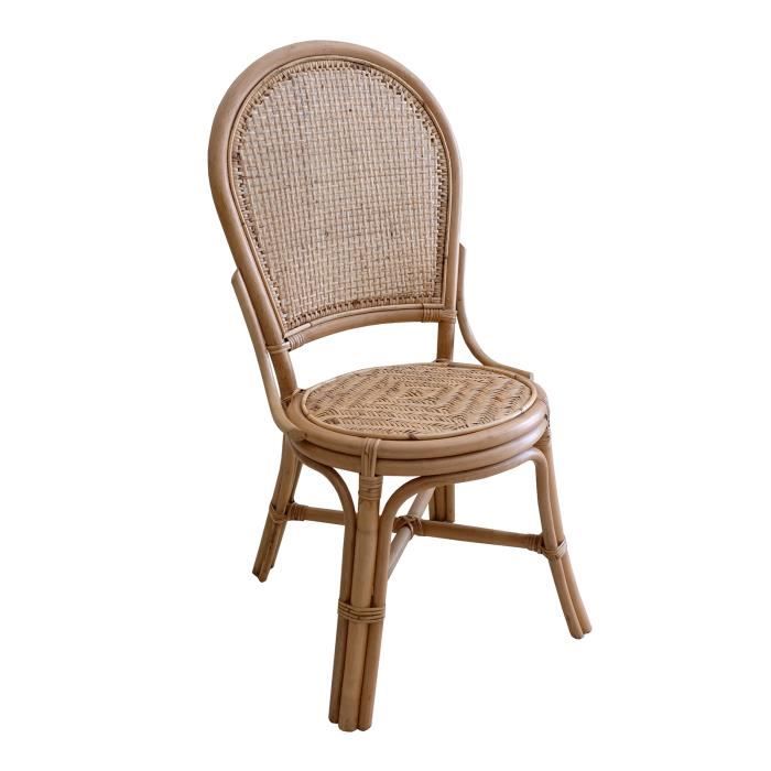 chaise en rotin naturel pour salle à manger chillvert parma 46x50x97 cm avec assise et dossier en osier naturel