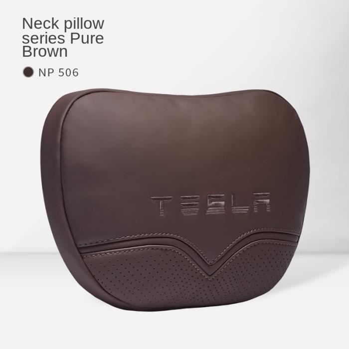 Coussin Appuie-tête Pour Tesla Model 3/S/X/Y – Simili Cuir Noir, Installation Facile