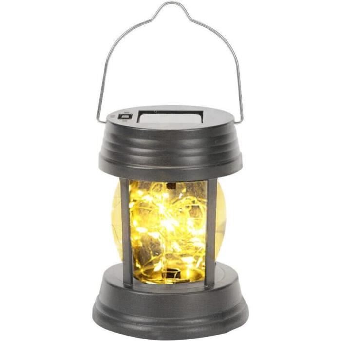 Lanternes Solaires Vintage Lot De 2 - Blanc Chaud Effet Flamme - Étanches IP44 - Autonomie 10h - Jardin/Camping