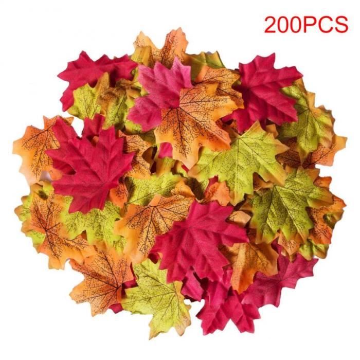 200 Feuilles D'érable Artificielles Uxcell - Rose/Rouge - Fausses Feuilles D'automne