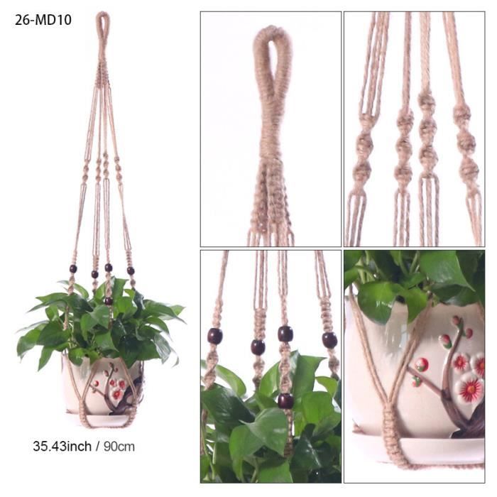 Suspensions Pour Plantes En Macramé - Lot De 2, Corde De Coton 90 Cm, Style Bohème - Pour Intérieur, Balcon, Gain De Place