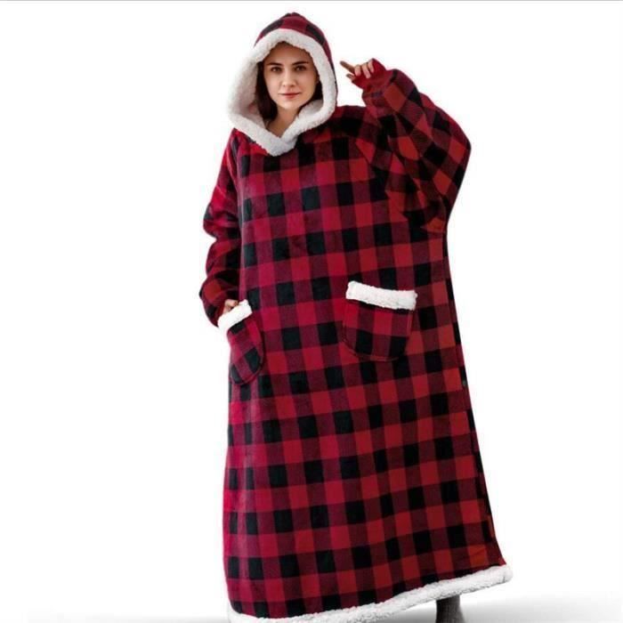 Couverture à Capuche Avec Manches Bedsure - Taille Adulte 95x85 Cm - Polaire Douce - Couleur Bordeaux