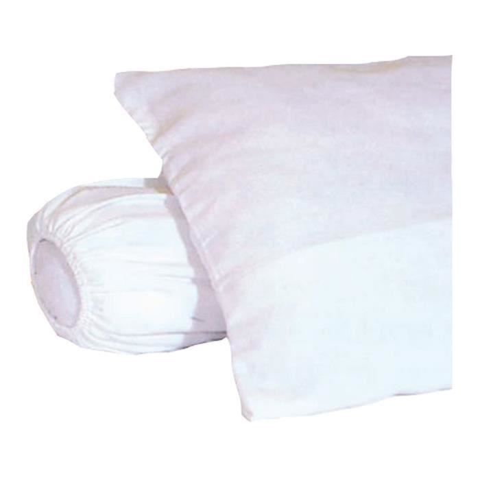 Sous-taie d'oreiller molleton 100% coton gratté 60x60 cm blanc (Lot de 2)