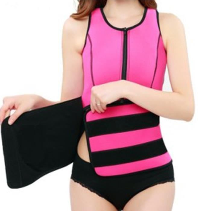 2 Pièces Ceinture Amincissante Femme - Formateur Taille Néoprène Haute Compression Postpartum & Sport Pour Perdre Du Poids (Noir)