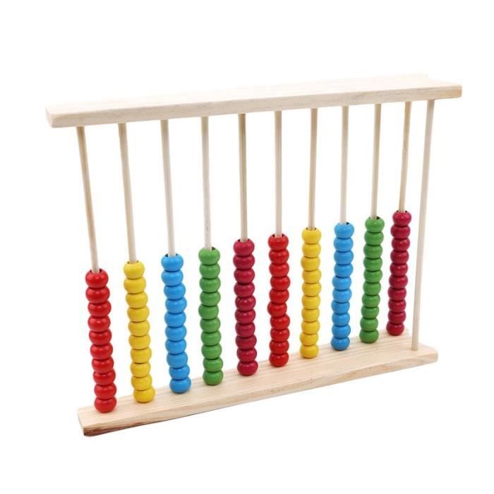 Boulier en Bois, boulier mathématiques | Boulier éducatif - de comptage à 10 rangées avec Perles Multicolores, Jeux d'apprentissage éducatifs pour de 3 à 5 Ans
