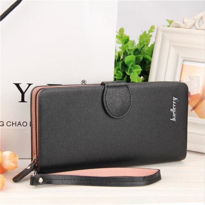 Noir RETON Classique Femmes Pochette Longue Bourse PU Portefeuille En Cuir Luxe Femme Sac À Main 
