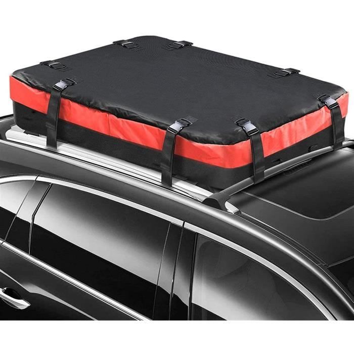 Sac De Toit Voiture 425L Étanche Et Pliable - Compatible Tous Véhicules Avec/Sans Barres - 15 Pieds Cubes