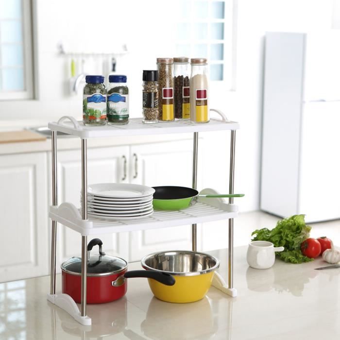 Étagère Extensible Réglable ABS - Organisateur Superposé Pour Armoire, Évier, Épices Et Rangement Gain De Place