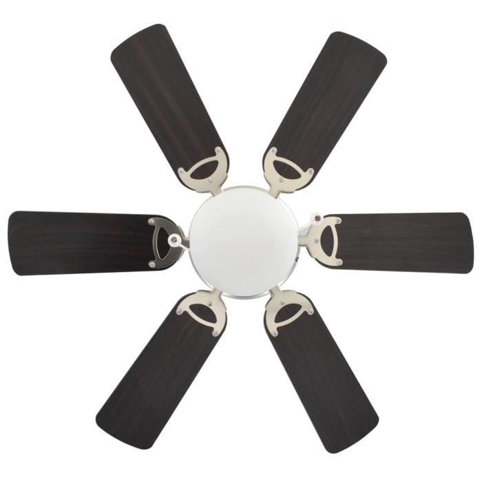 Ventilateur de plafond - ESTINK - 82 cm - Marron foncé - 3 vitesses - E27 avec lumière