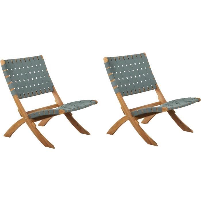 Lot de 2 fauteuils de jardin VERONE en bois d'acacia FSC et corde - coloris vert