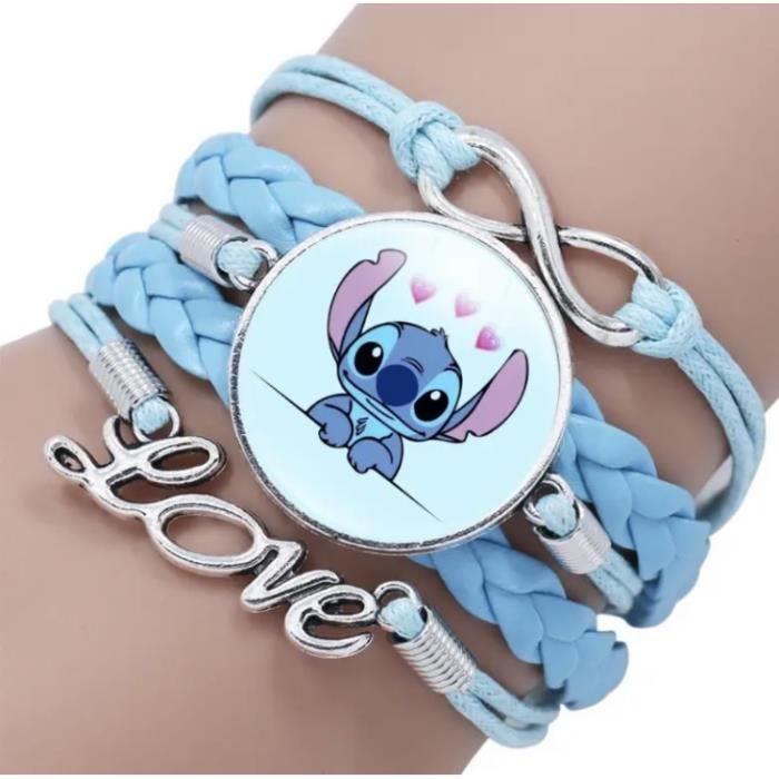 bracelet stitch bleu love bijoux fantasie femme enfant réglable cadeau mode tendance accessoire kawaii lilo souillon amour