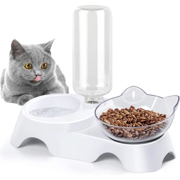 GOBRO Gamelles pour Chat, Abreuvoir et Alimentateur Automatique pour Chats, Distributeur