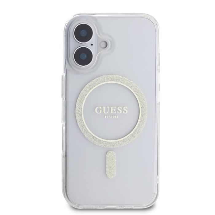 Coque pour iPhone 16 Plus MagSafe avec Cercle Pailleté Guess Transparent