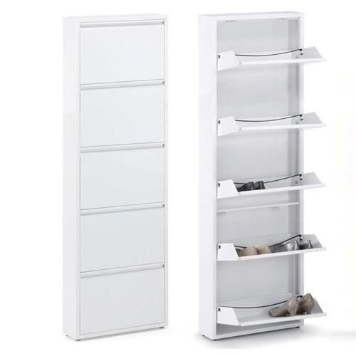 Armoire A Chaussures Avec 5 Portes Metal Blanc Achat Vente