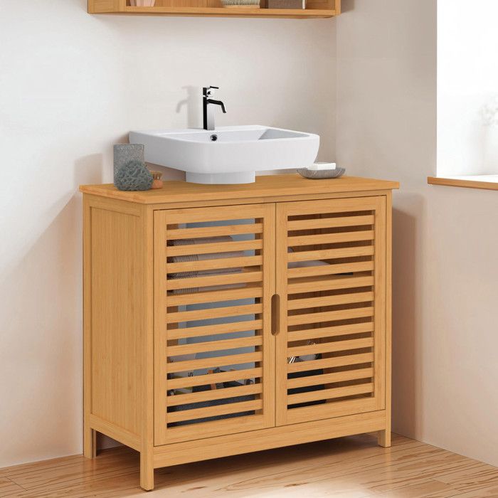IDMARKET Meuble sous lavabo salle de bain bambou BEA