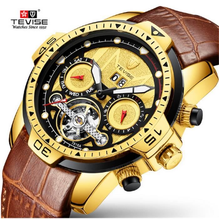 Montre Automatique JARAGAR Homme Multifonctions - Vision Arrière, Tachymètre, 200m étanche