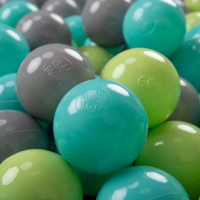 KiddyMoon 100 ∅ 7Cm Balles Colorées Plastique Pour Piscine Enfant Bébé Fabriqué En EU, Baby Blue/Rose Poudré/Perle