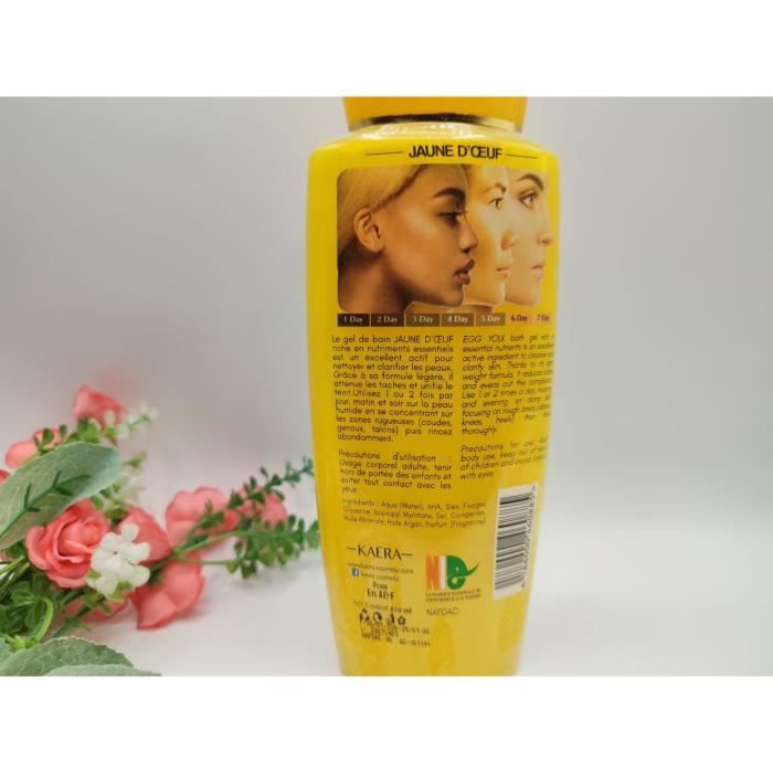 Gel douche jaune d'oeuf éclaircissant, gommant et exfoliant 500ml