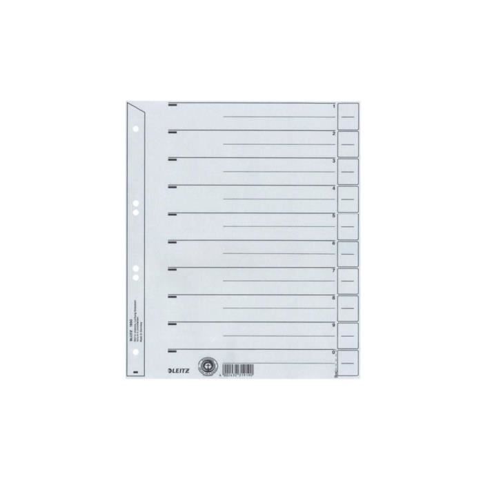 Intercalaires Leitz A4 Extra-larges - 20 Onglets A-Z - Plastique 90% Recyclé, 100% Recyclable - Gris, Qualité Premium