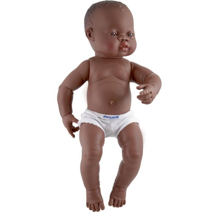 miniland miniland31003 40 cm pour nouveau-né garçon afrique poupée sans sous-vêtements