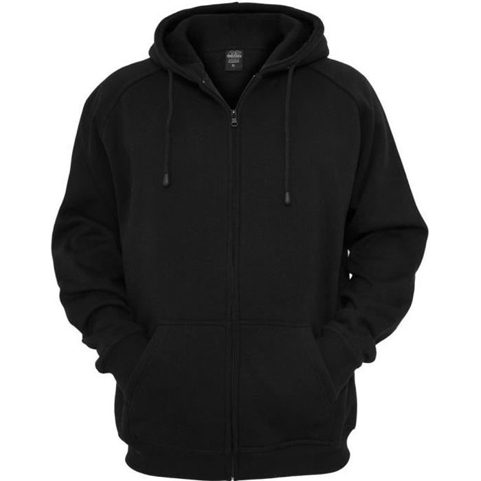 Urban Classics Zip Sweat à capuche noir 3XL