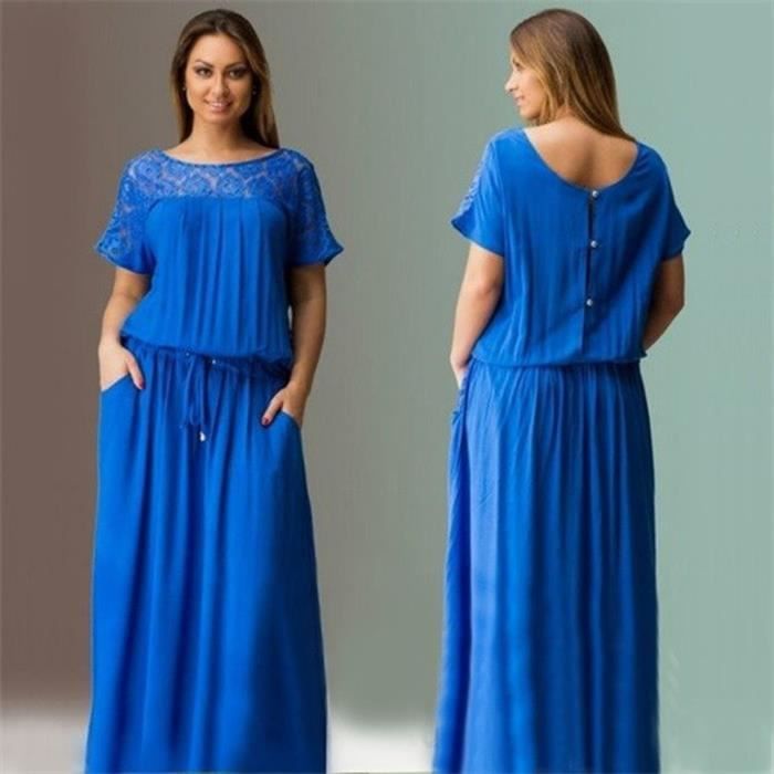 Avenue Femme Robe Longue Grande Taille 14/16 18/20 22/24 30/32 Bleu plissée robe bain de soleil 