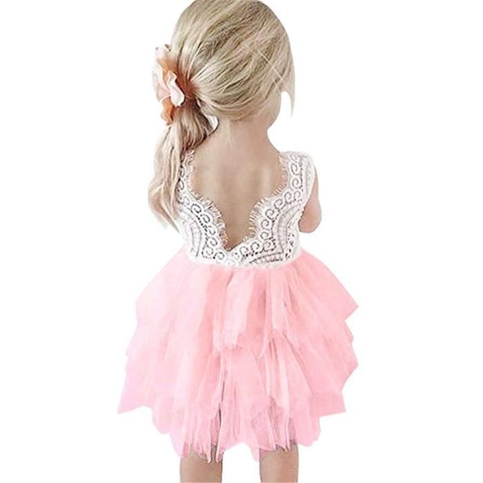 Waiwaizui Petite Fille Robe D Honneur Tutu Robe Party Vetements De Ceremonie Fete Robe Pour Anniversaire Rose Achat Vente Robe De Ceremonie Cdiscount