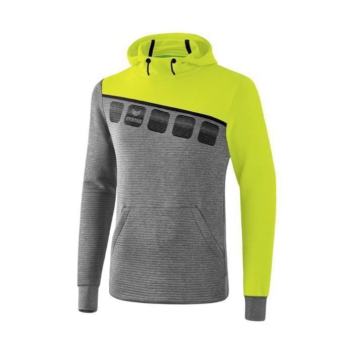 Sweat à capuche junior - Erima - 5-C - Gris chiné/jaune fluo/noir - Multisport - Enfant - Garçon Sweat à capuche junior - Erima - 5-C - Gris chiné/jaune fluo/noir - Multisport - Enfant - Garçon