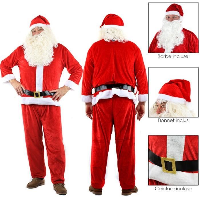 Adultes Noël Rouge Père Noël Costume Set De Noël Père Costume Robe Fantaisie