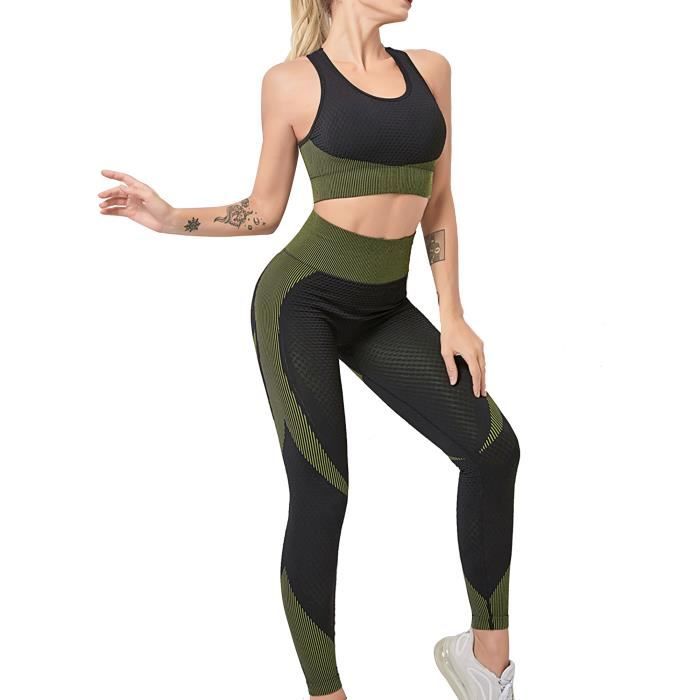 Iiniim Ensemble de Sport Femme 2 Pieces Leggings Jogging Yoga Gym Fitness Survetement Tank Top Push Up Brassiere Tenue de Sport S L Vert Cdiscount Sport