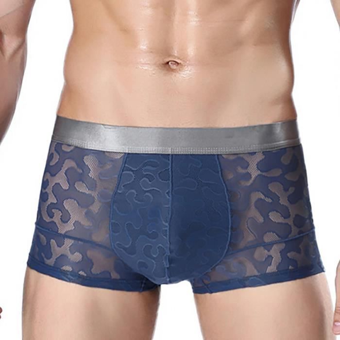 Caleçon Homme Soie Glacée Respirante Uni Avec Poche - Confort Quotidien L-3XL - Bleu Noir Rouge Argent Violet