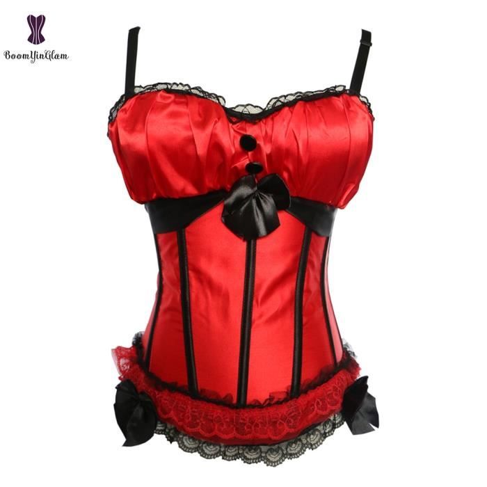 Bustier femme,Corset noir en Satin 6XL pour femmes,Bustier à bretelle