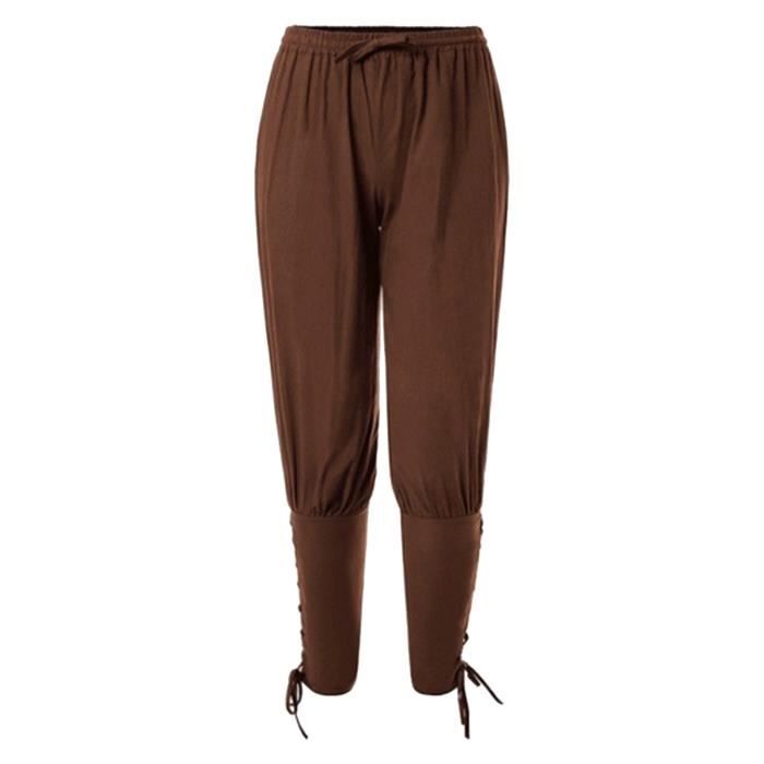 Pantalon Médiéval Homme Viking Pirate – Lin Coton Vintage, Élastique & Poches, Cosplay Halloween
