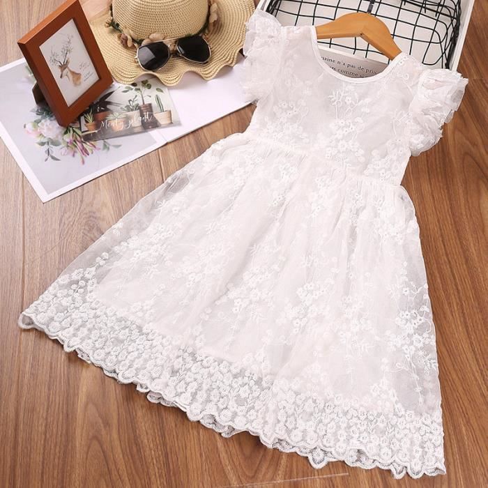 Robe Fille Princesse Mariage Ceremonie Pageant Casual Couleur Unie