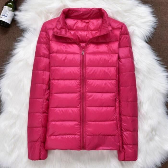 Doudoune femme en duvet de canard ECELEN Fermeture zippee Rose Rouge