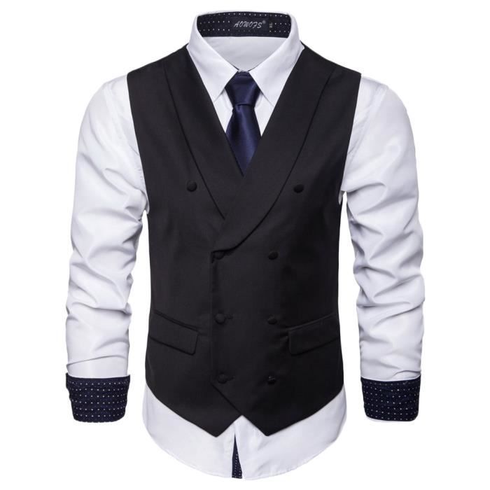Gilet Costume Homme Slim Fit - Veste Sans Manches Formelle Mariage Affaires