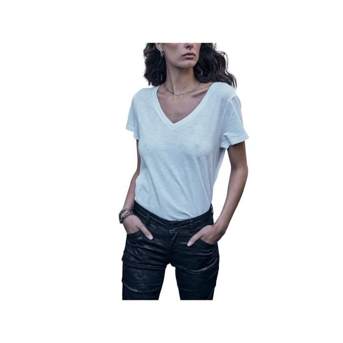 Tee-shirt uni manches courtes col rond - BLEU - 19,56€ - Armand Thiery