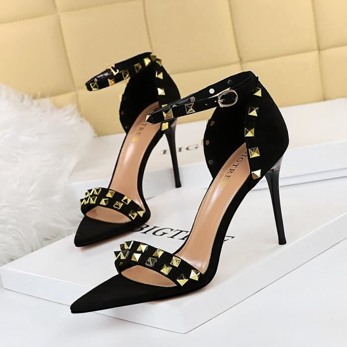 FAFA Escarpins à talons hauts épais pour femmes de 6,5 cm, Printemps/Automne Bout carré