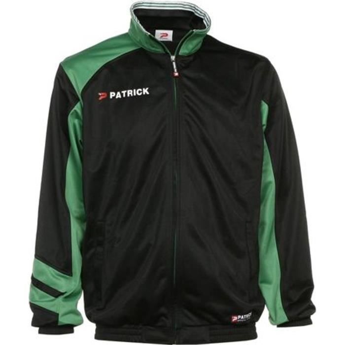 veste de survêtement patrick - black/green - s - homme - multisport - manches longues