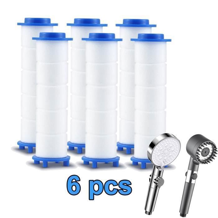 Lot de 6 Filtre pommeau de douche Cartouches de Filtre de Rechange pour Pommeau de douche Anti calcaire (8 x 24 cm)