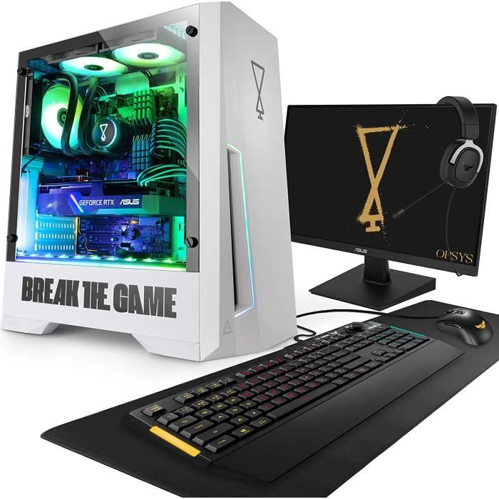 OPSYS Agilian-V9 Blanc PC Gamer avec Écran Pack (AMD Ryzen 5-5500 ...