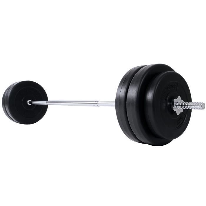 Barre de Musculation avec Poids  Barre 168cm et 6 Disques de