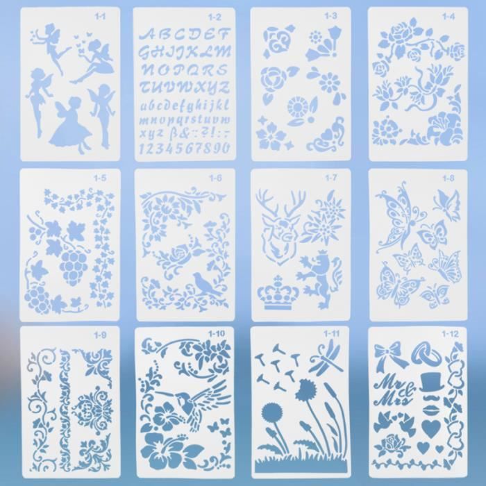 Pochoirs Assortiment Motifs Pour Dessin, Scrapbooking, DIY & Décoration Gâteau - Plastique Réutilisable