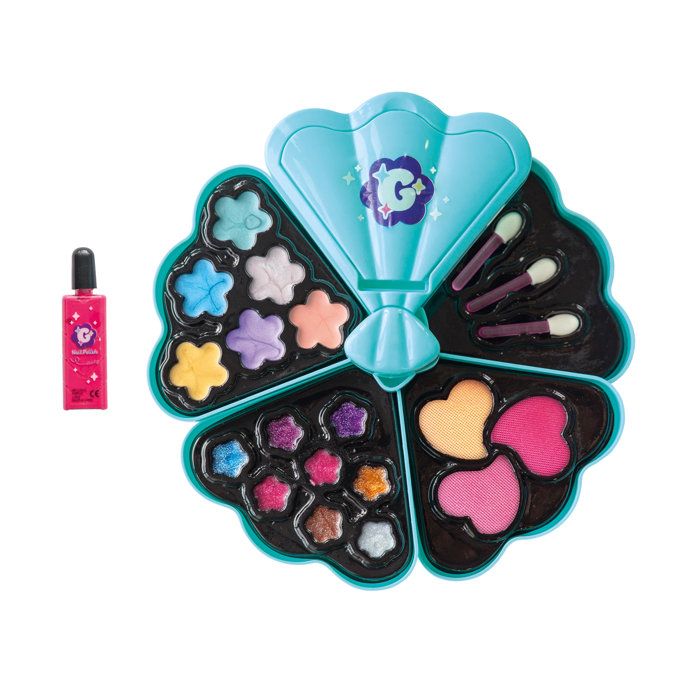 Smoby Palette de maquillage - Glam me Up - 6 fards 8 gloss 3 blush crème un vernis un miroir et 3 applicateurs - Dès 6 ans