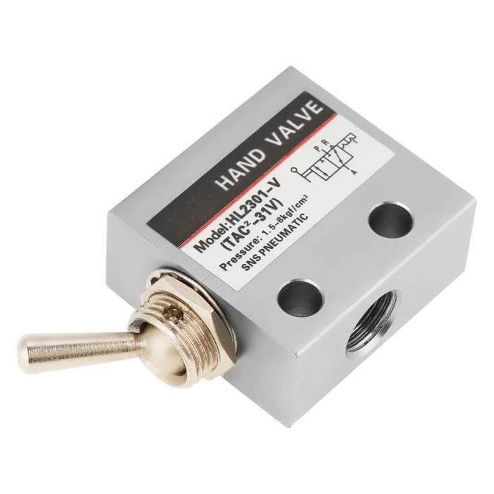 Vanne De Commutation Pneumatique Manuelle - 3 Voies, 2 Positions - Bouton Champignon - Pression 0-0.8 MPa - Filetage G1/4" - Alliage Aluminium
