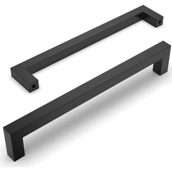 Béquille De Porte Noir Carré Poignée Plaque Longue Din 72