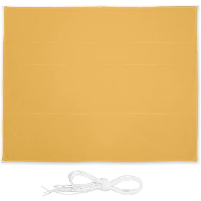 Relaxdays Voile D’Ombrage Rectangulaire 5x7 M Beige – Imperméable Anti-UV 30+ – Tendeurs Inclus – Terrasse Balcon Jardin Piscine