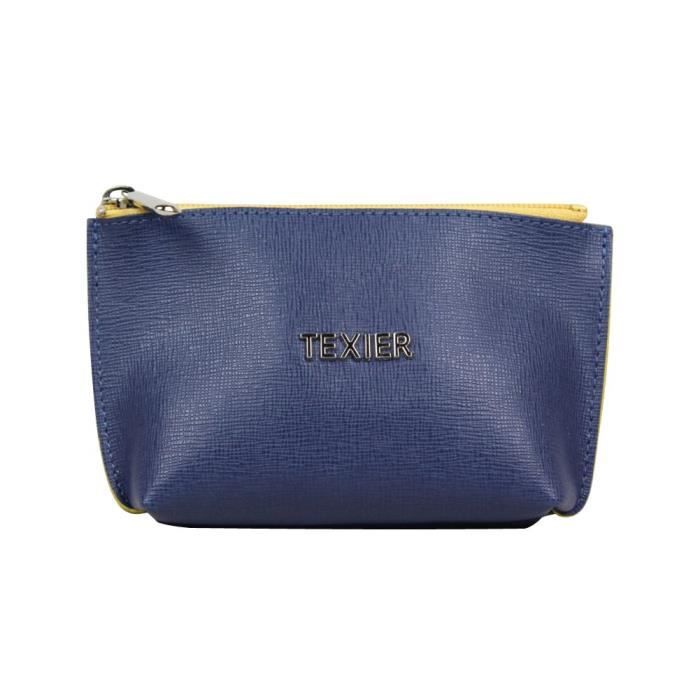 Porte monnaie Texier cuir Fabrication Francaise 21080i Bleu fonce Bleu Cdiscount Bagagerie Maroquinerie