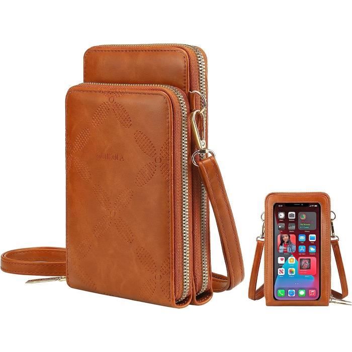 Sac Bandoulière Femme En Cuir PU Avec Portefeuille RFID Intégré - Taille 24,5x18x7,5 Cm - Sangle Réglable Et Amovible - Antivol Et Multifonction