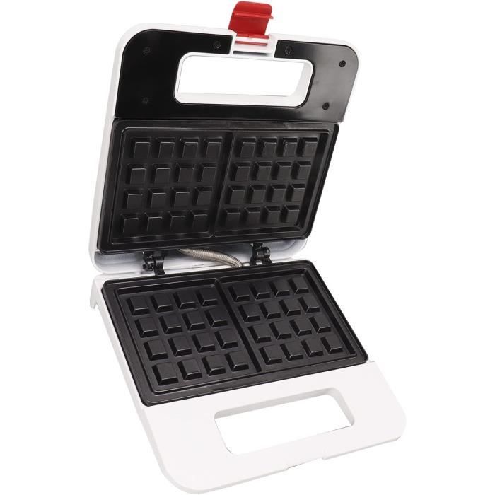 H.Koenig Gaufrier GFX800, Appareil à Gaufres 12x12,5 Cm, Revêtement Antiadhésif, 5 Programmes, Gouttière Anti Débordement, Ecran LCD, 7 Niveaux De Dorage, 1600 W